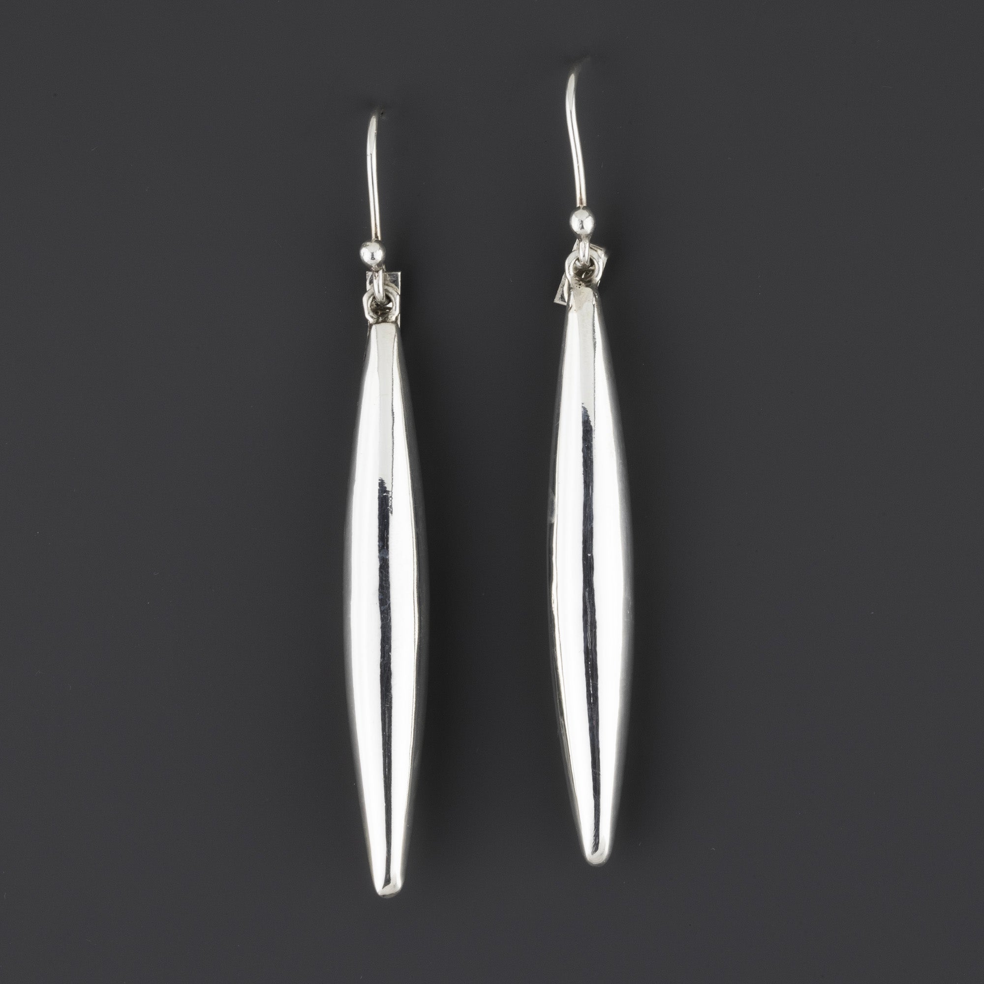 silver slice long dangle earrings