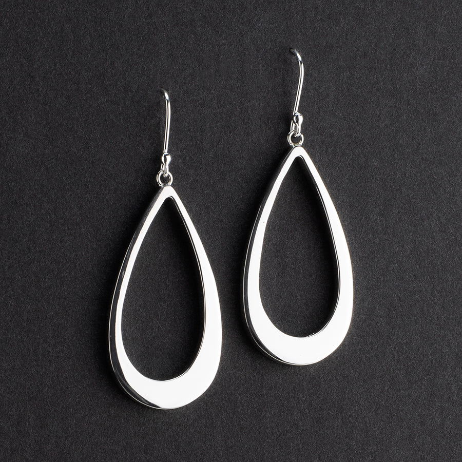 silver sway teardrop dangle earrings
