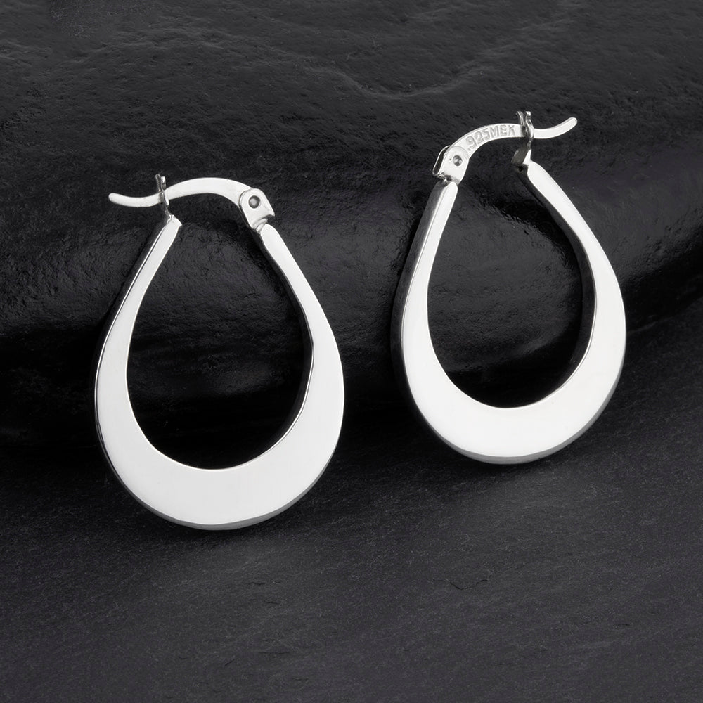 silver teardrop hoop earrings