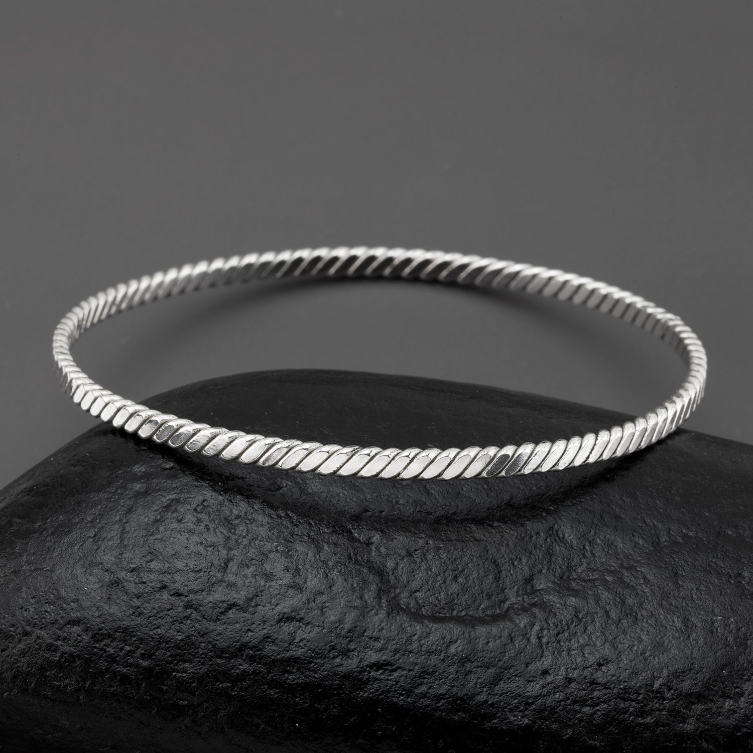 silver twist bangle bracelet