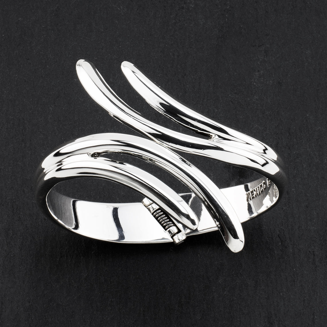 silver waves hinged bangle bracelet