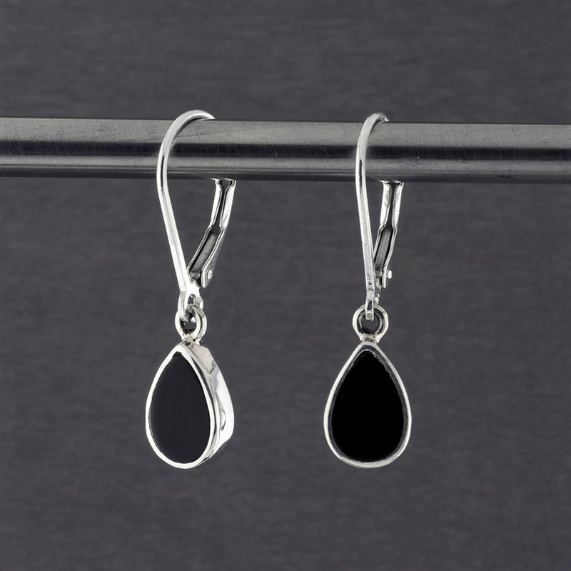 simple black onyx leverback earrings
