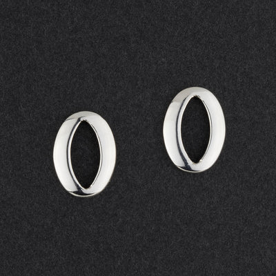 simple oval silver stud earrings