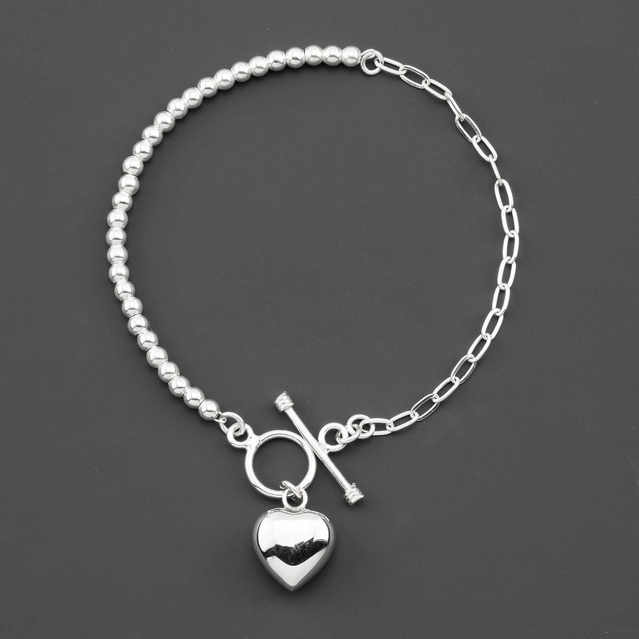 single heart sterling silver charm bracelet