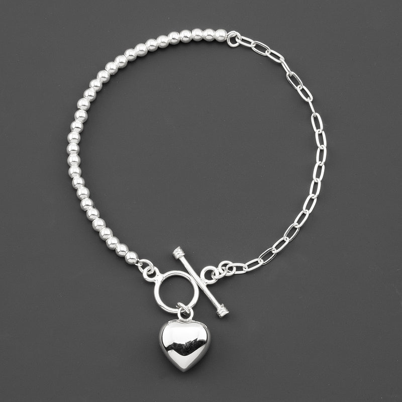 single heart sterling silver charm bracelet