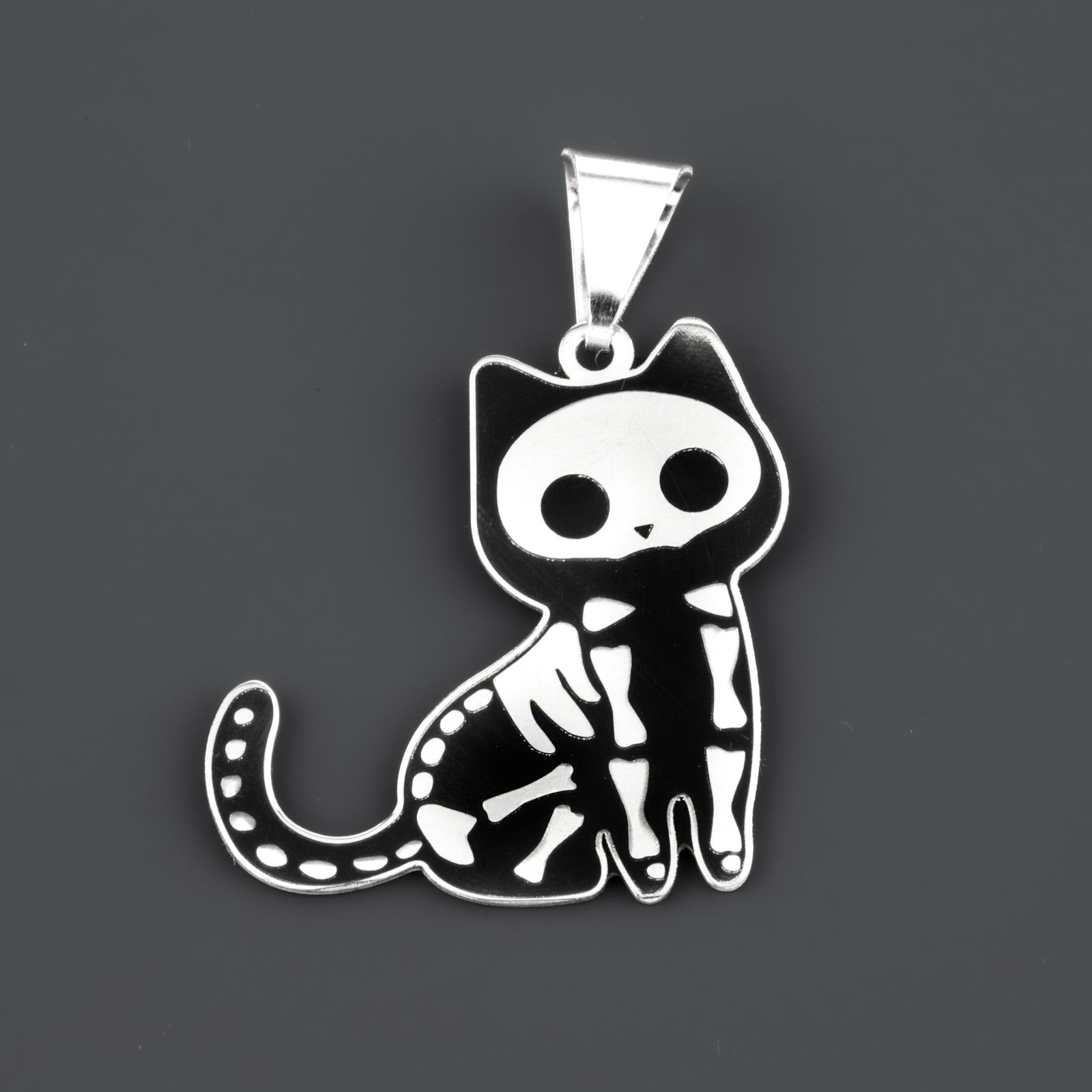 skeleton cat pendant