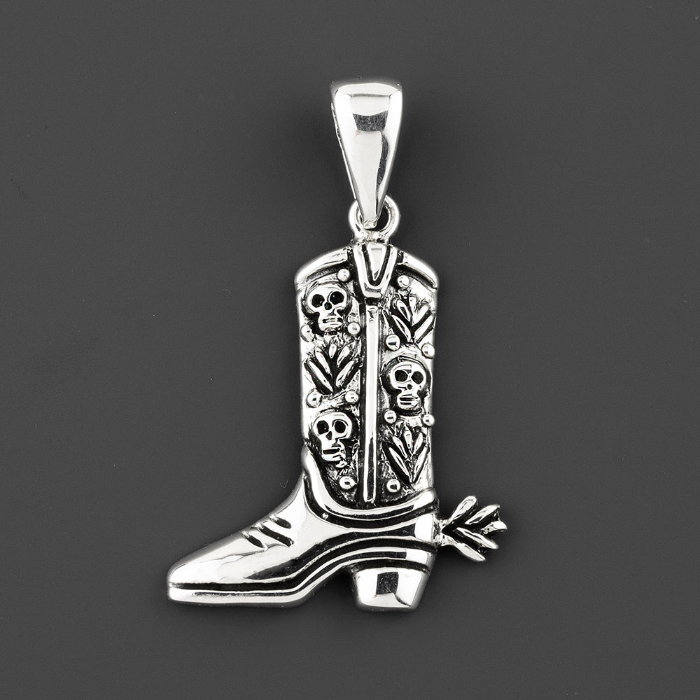 skull cowboy sterling silver pendant