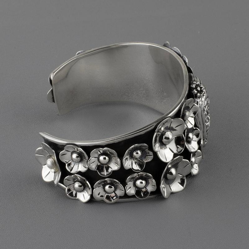 catrina's garden Mexican silver cuff bracelet