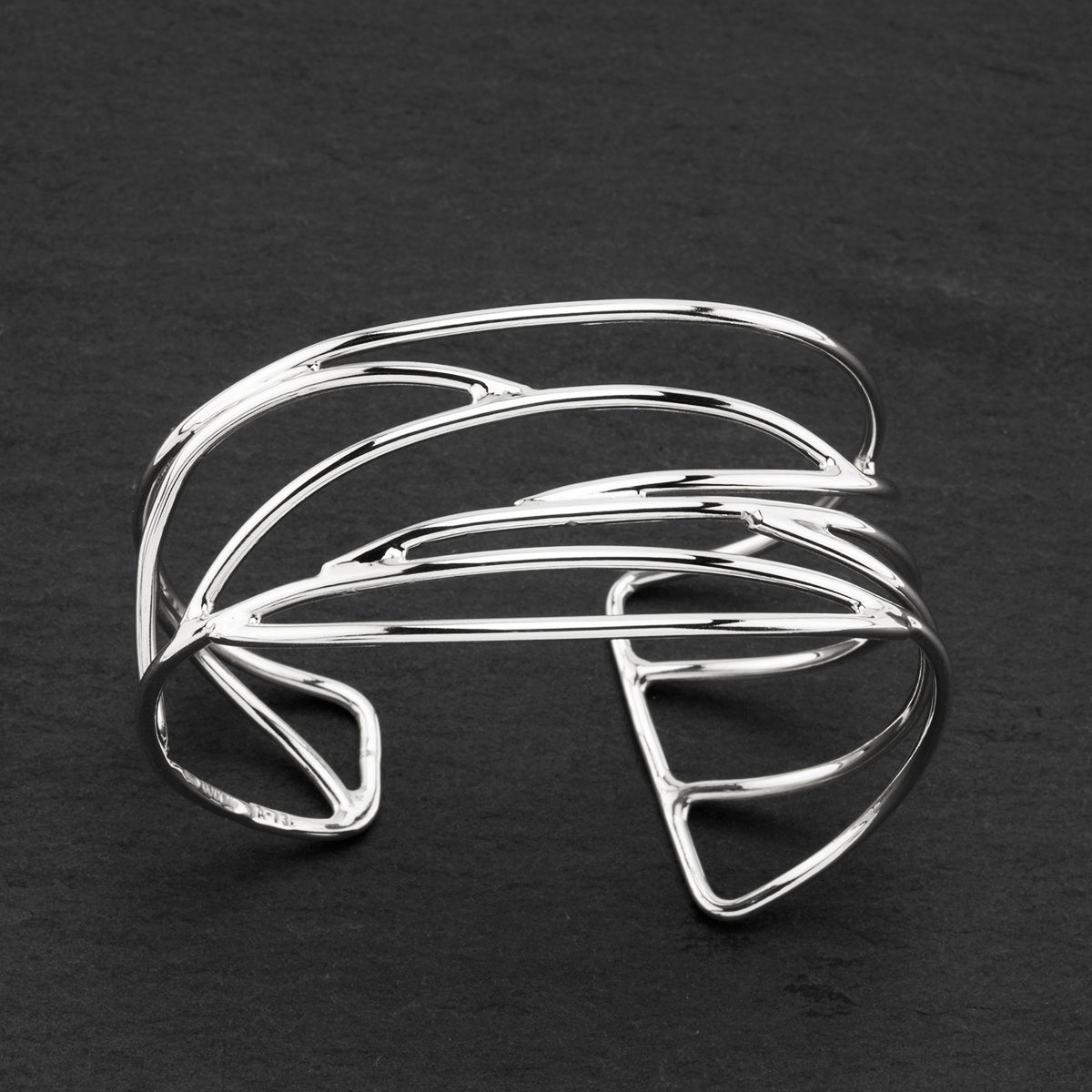 sleek waves sterling silver cuff bracelet