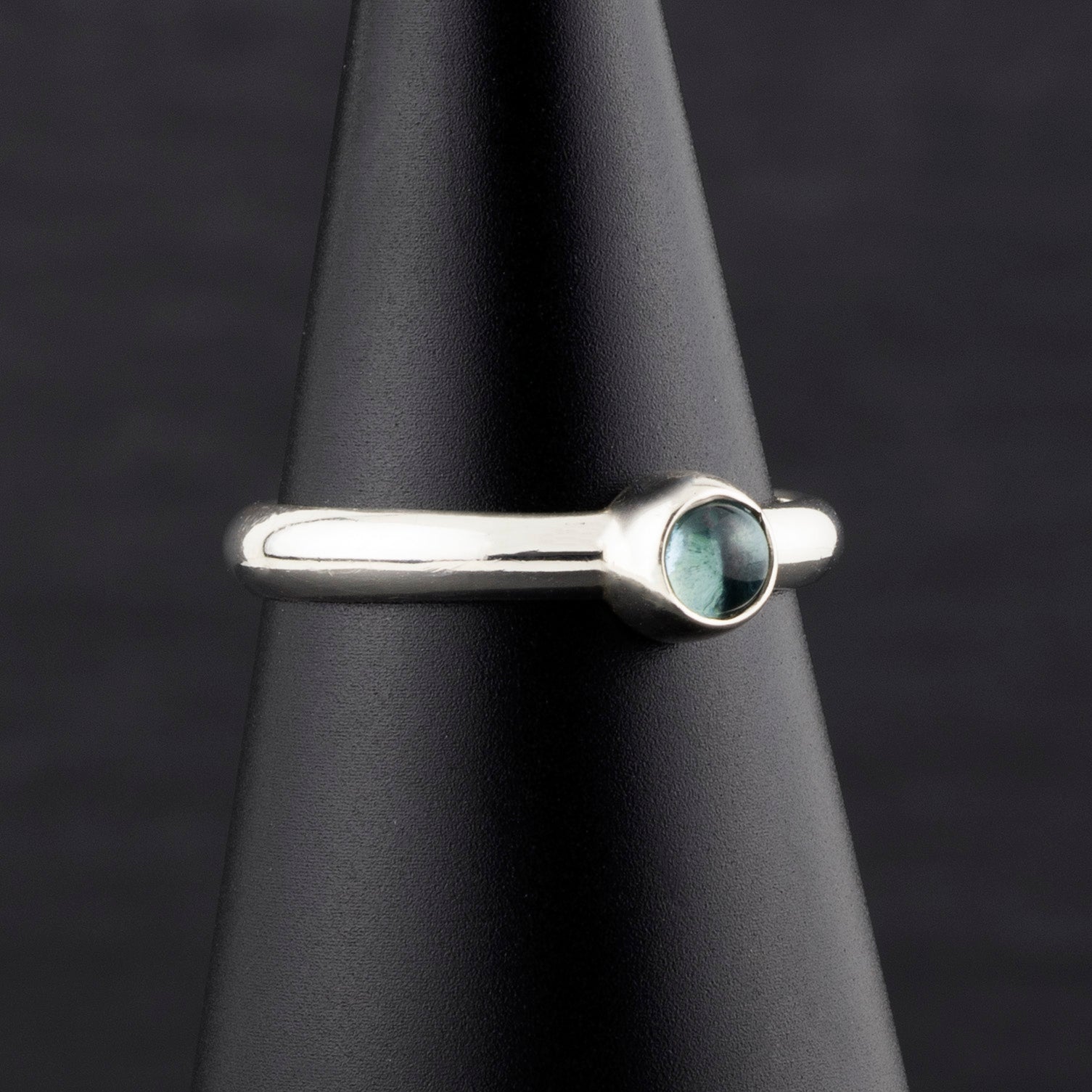 slim sterling silver and blue topaz stone ring