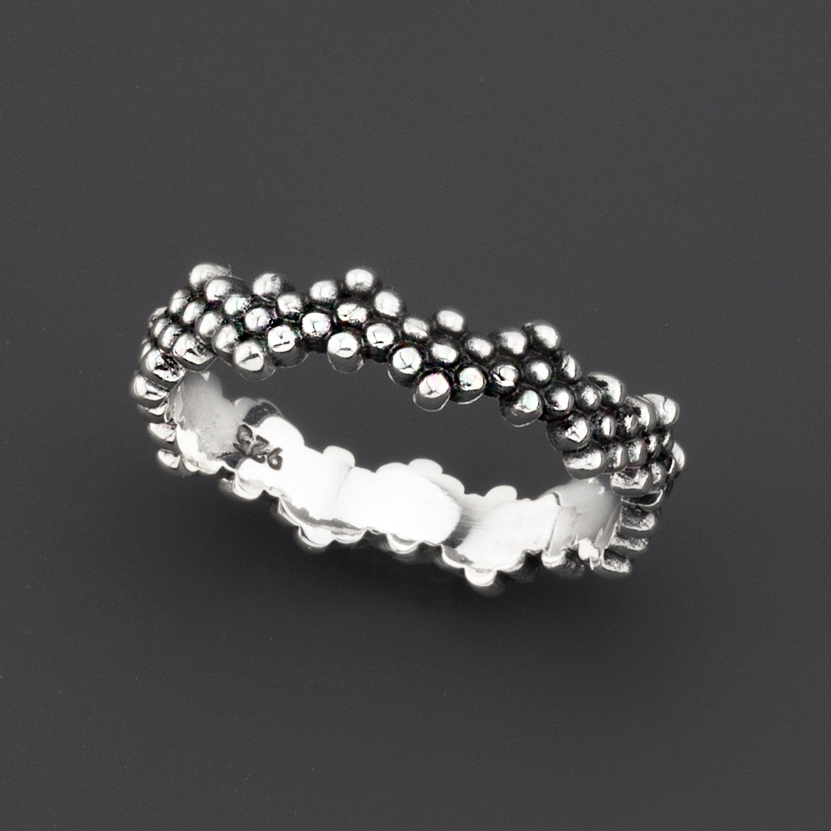 thin-sterling silver pebble band ring