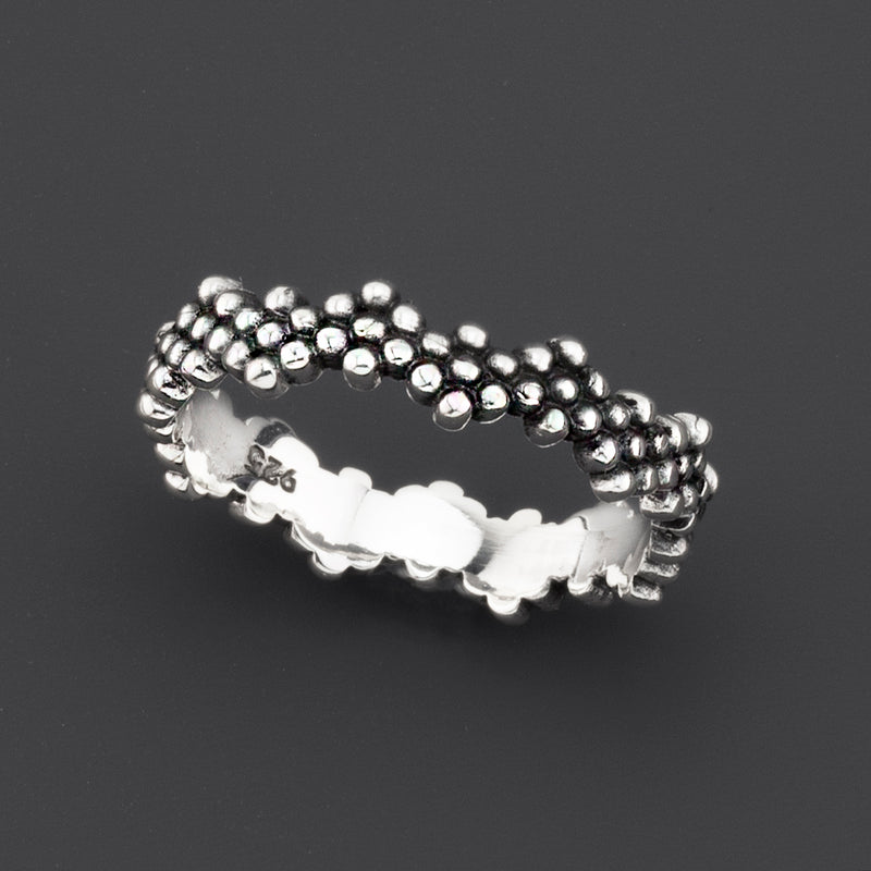 thin-sterling silver pebble band ring