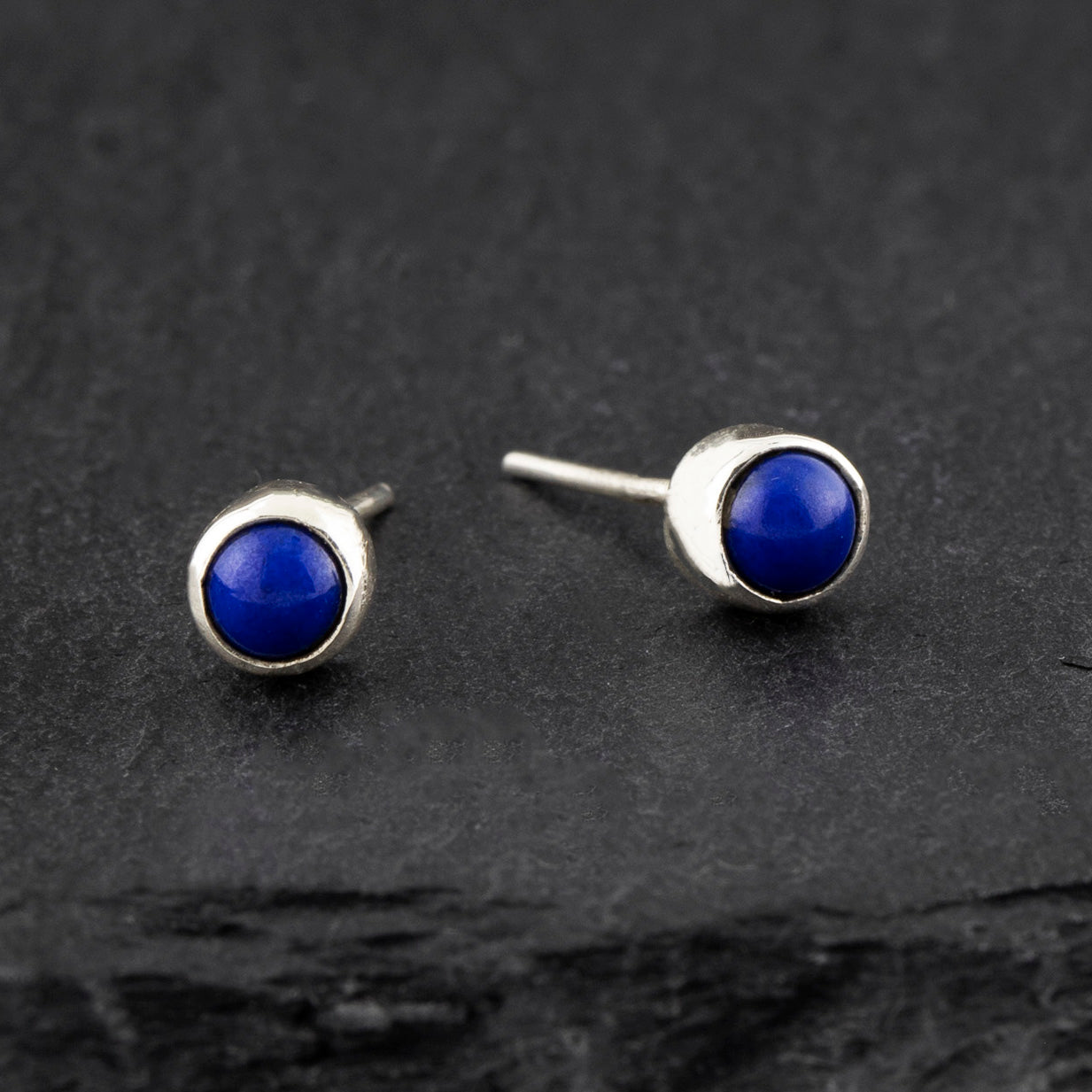 small 4mm lapis lazuli silver stud earrings