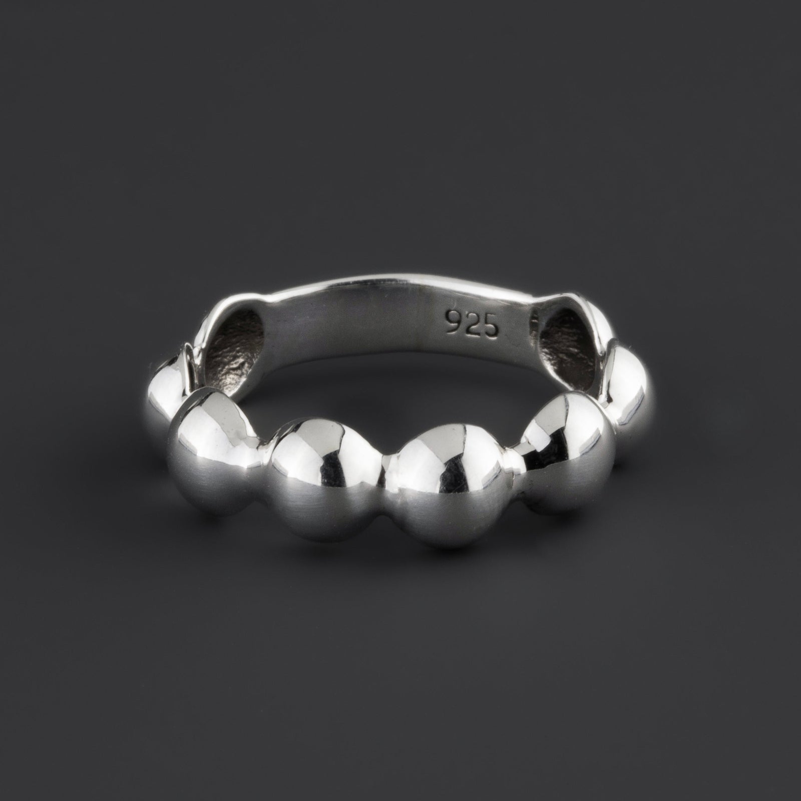 small bubble sterling silver band ring