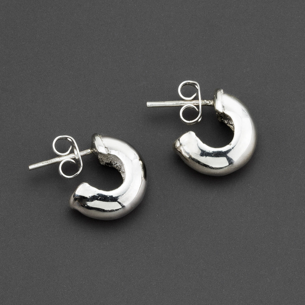 small chubby sterling silver hoop earrings