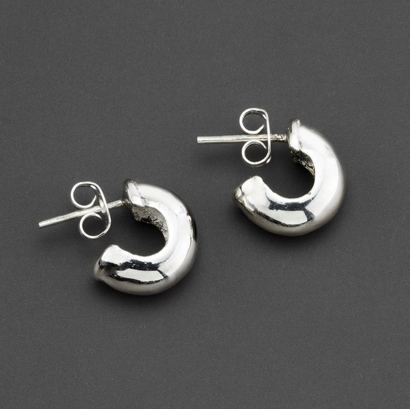 small chubby sterling silver hoop earrings