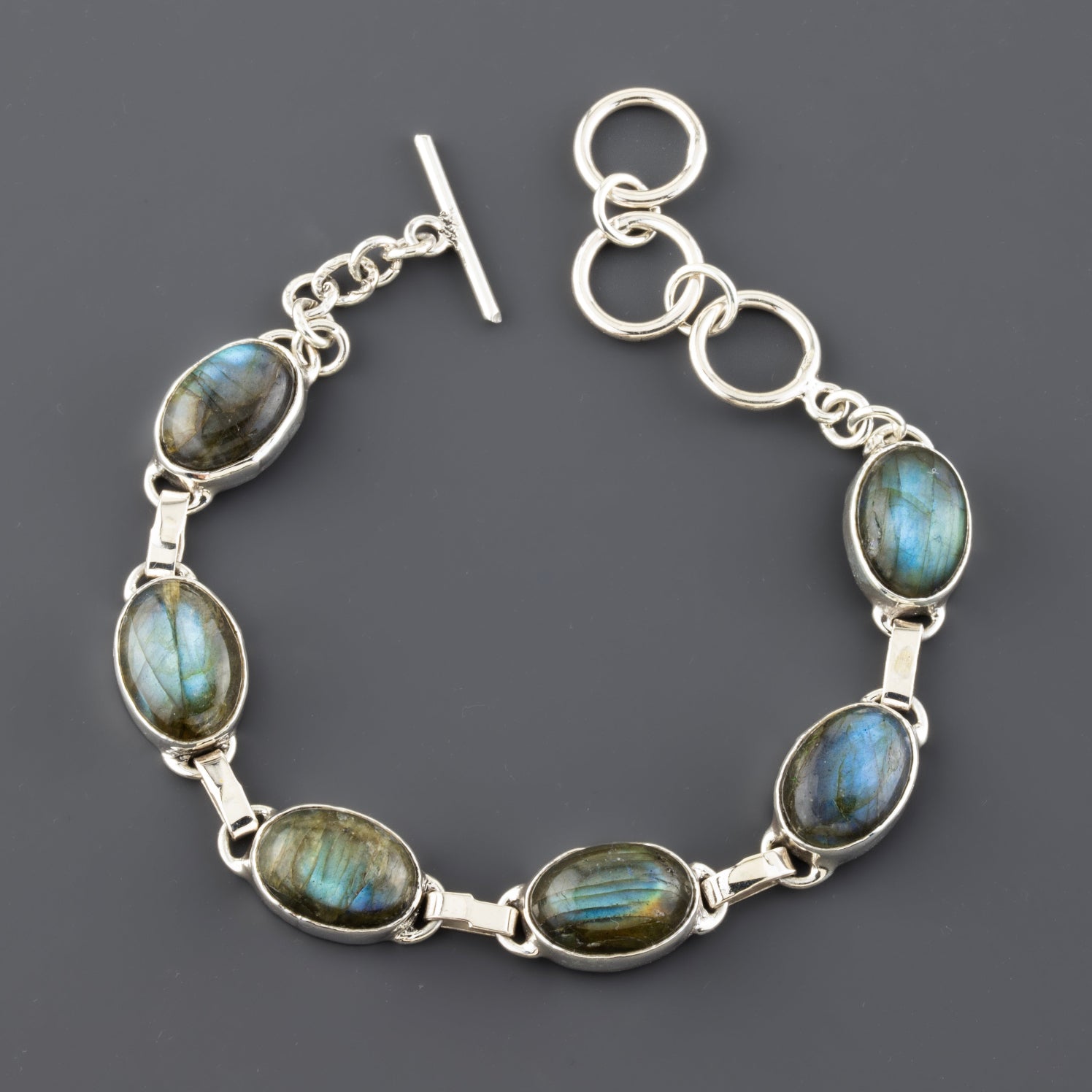 small labradorite sterling silver link bracelet