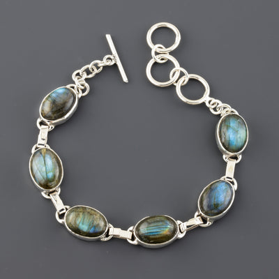 small labradorite sterling silver link bracelet