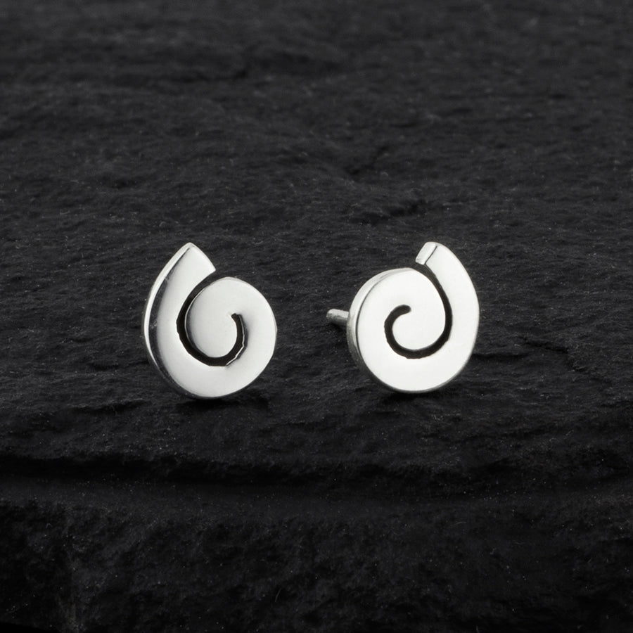 small silver spiral stud earrings