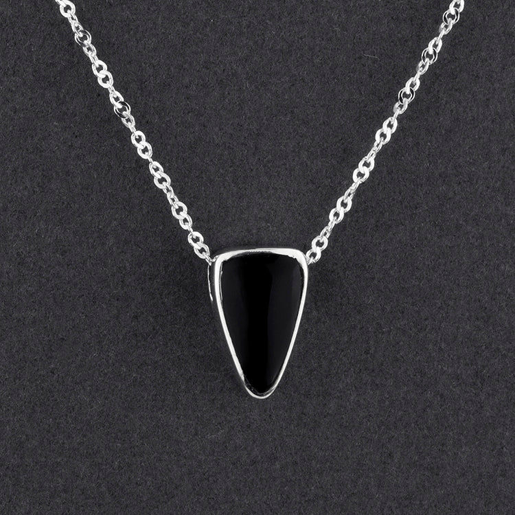 small simple black onyx slide pendant necklace