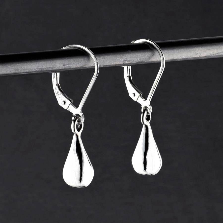 small simple sterling silver leverback earrings