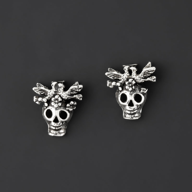 Mini Catrina Mexican Silver Earrings