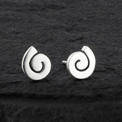small spiral sterling silver stud earrings