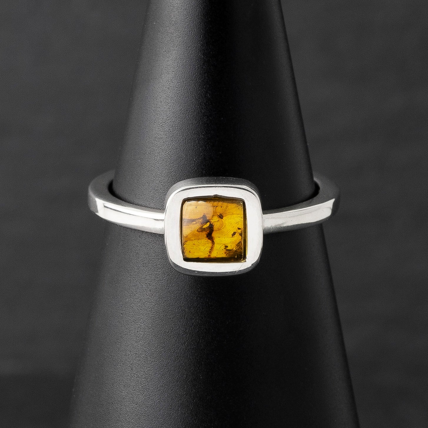 small square amber ring
