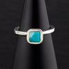 small square faceted turquoise stone silver ring