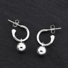 small sterling silver ball charm hoop earrings