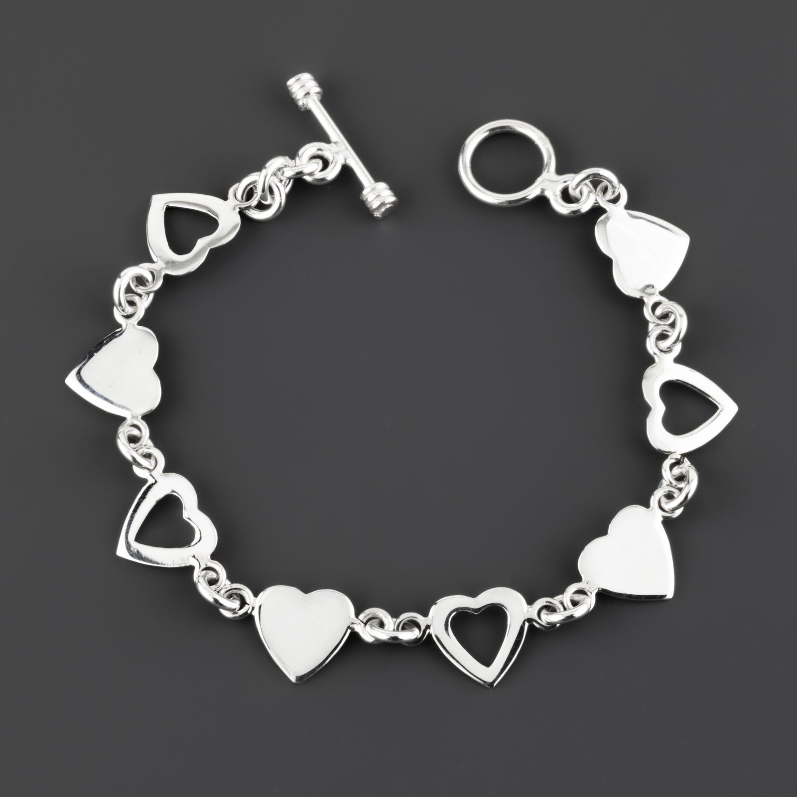small sterling silver heart link bracelet