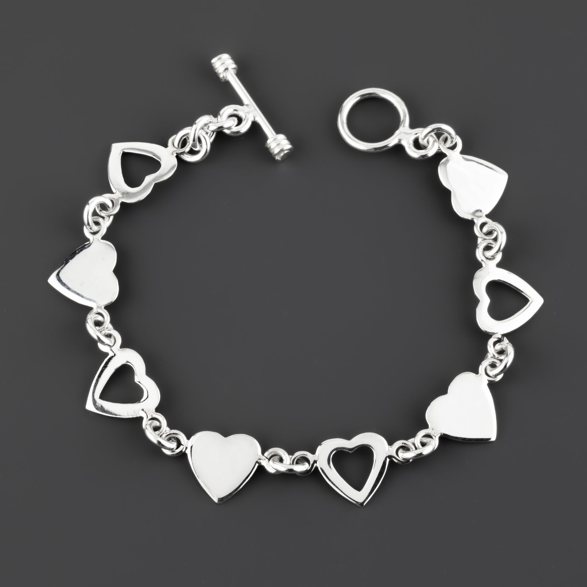 small sterling silver heart link bracelet