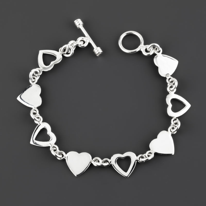 small sterling silver heart link bracelet