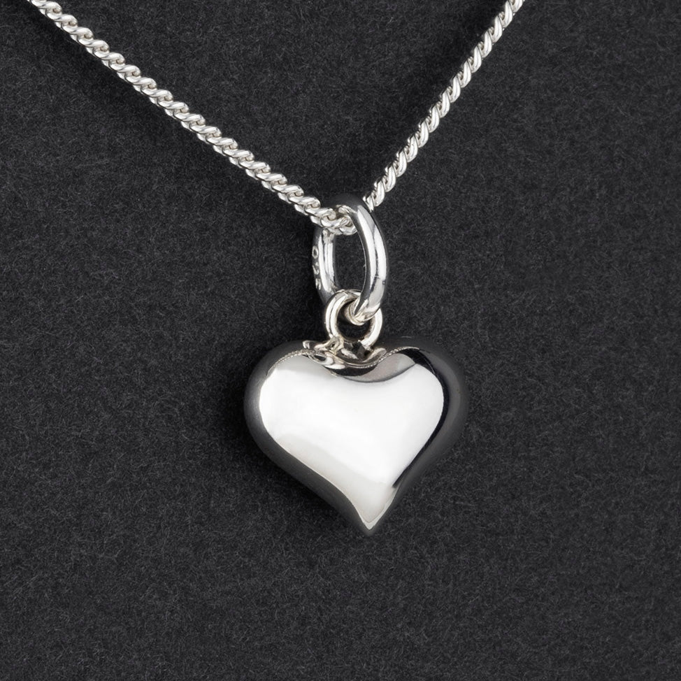 small sterling silver puffy heart  necklace