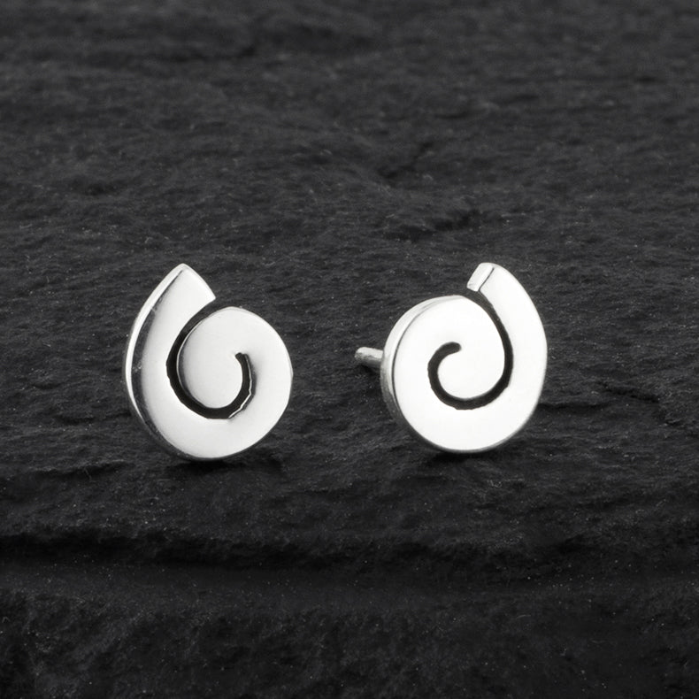 small sterling silver spiral stud earrings