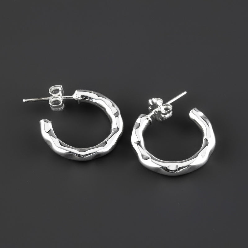 small textured sterling silver hoop earrings