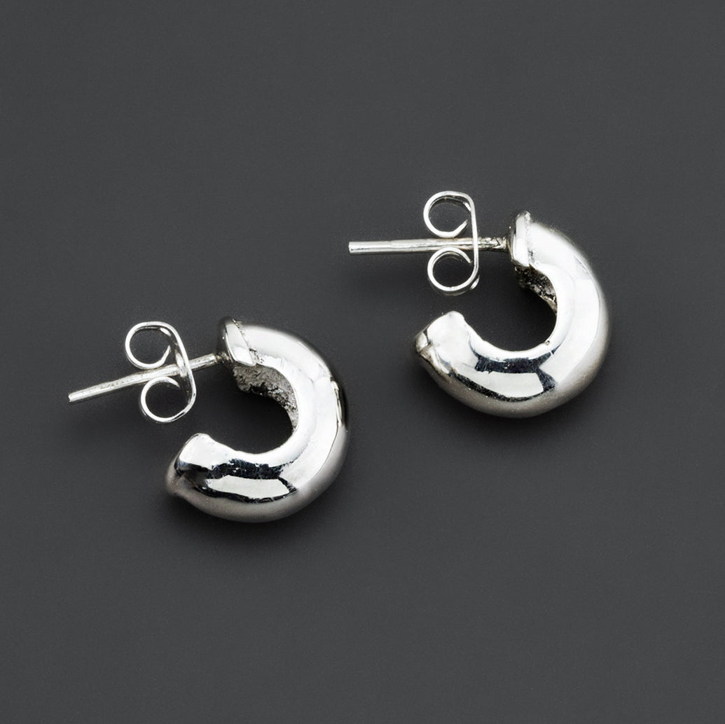 small thick sterling silver hoop earrings