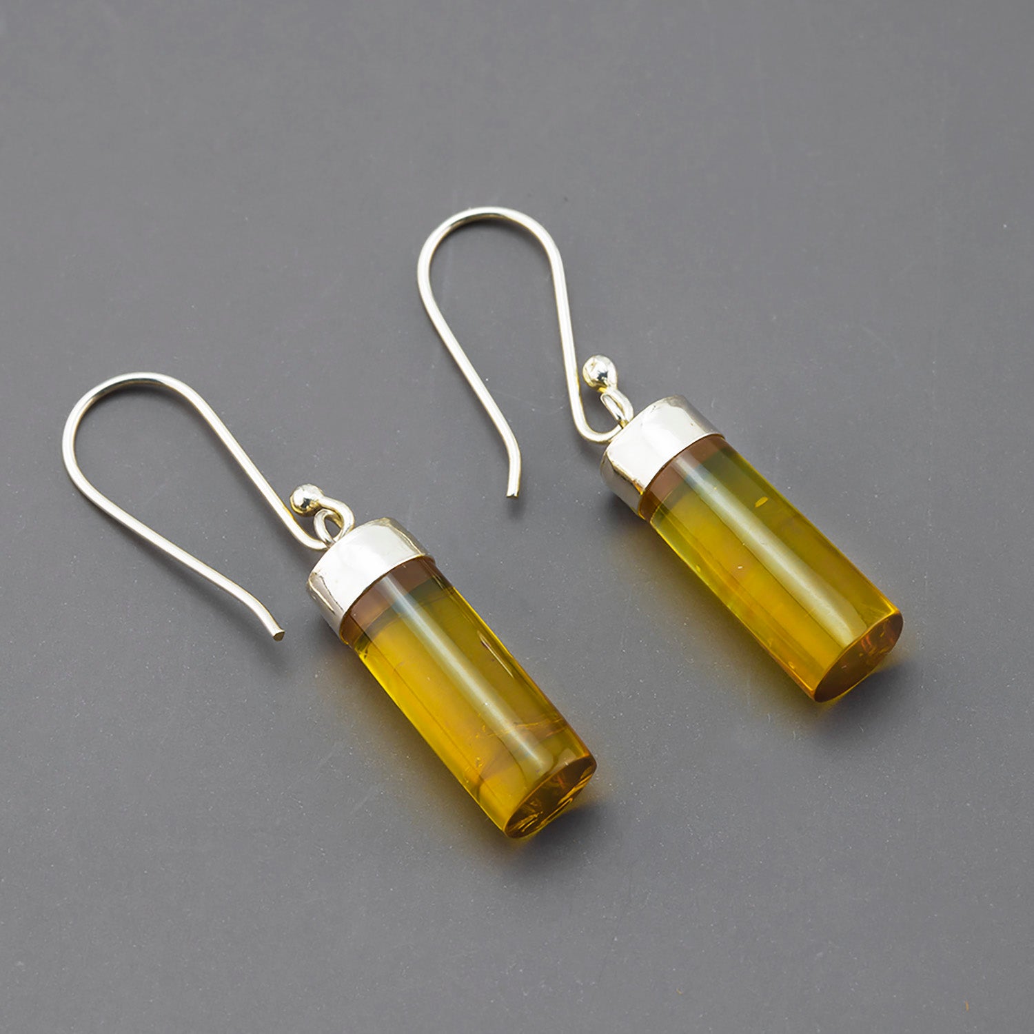 solar drip amber dangle earrings