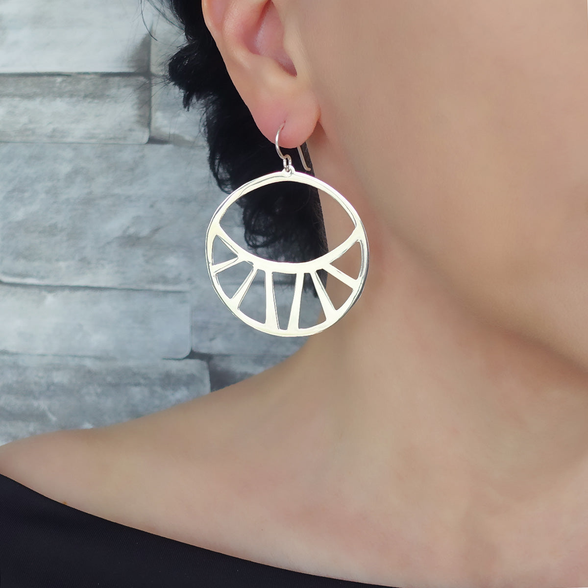 solar rise sterling silver statement earrings