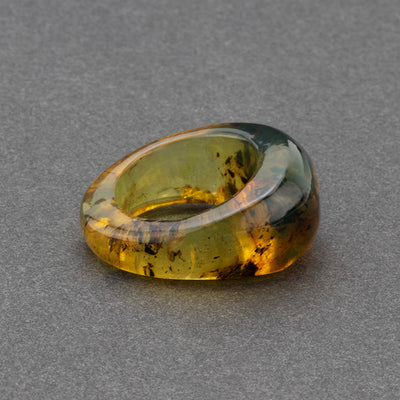 Solid Carved Amber Ring from Chiapas Mexico