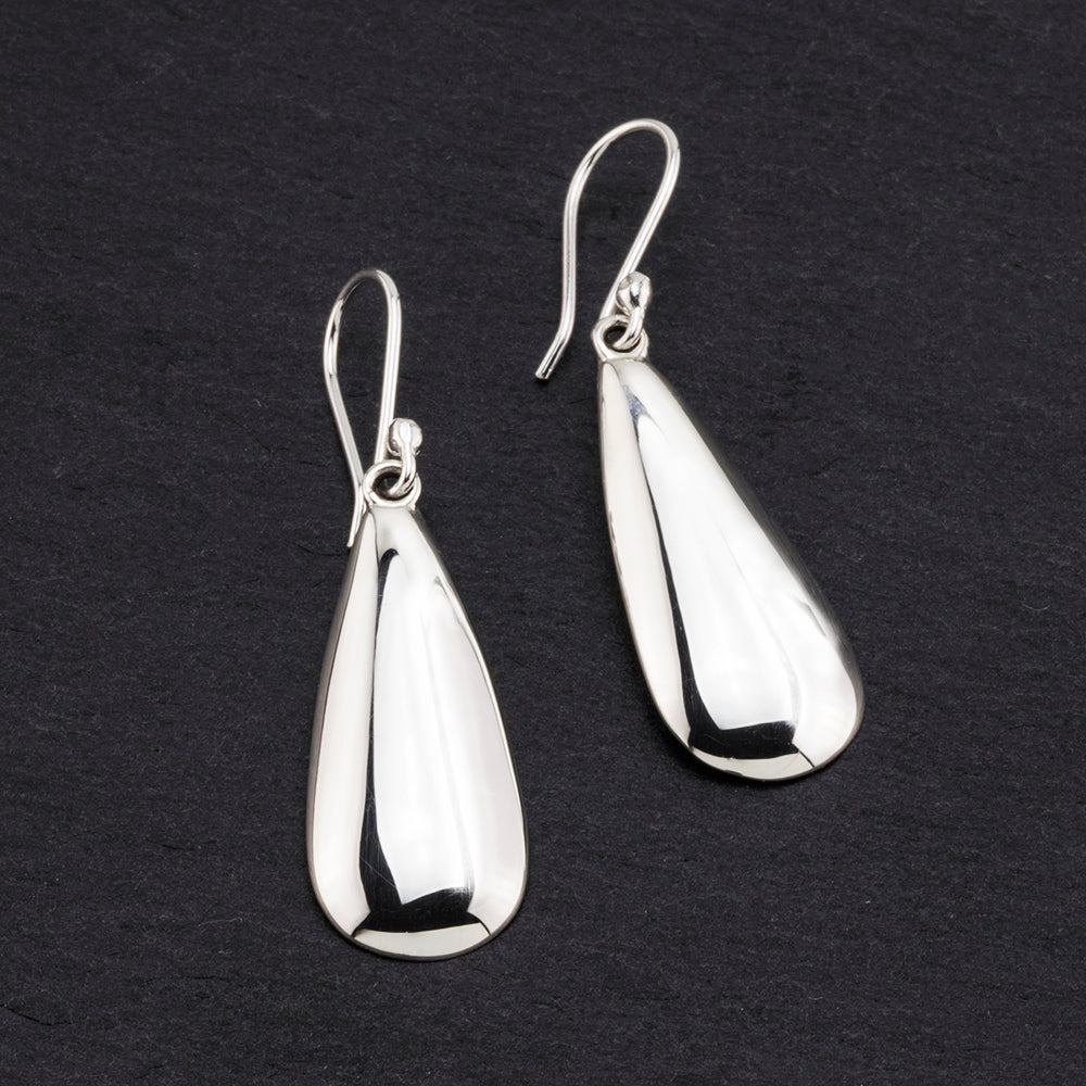 solid sterling silver teardrop dangle earrings