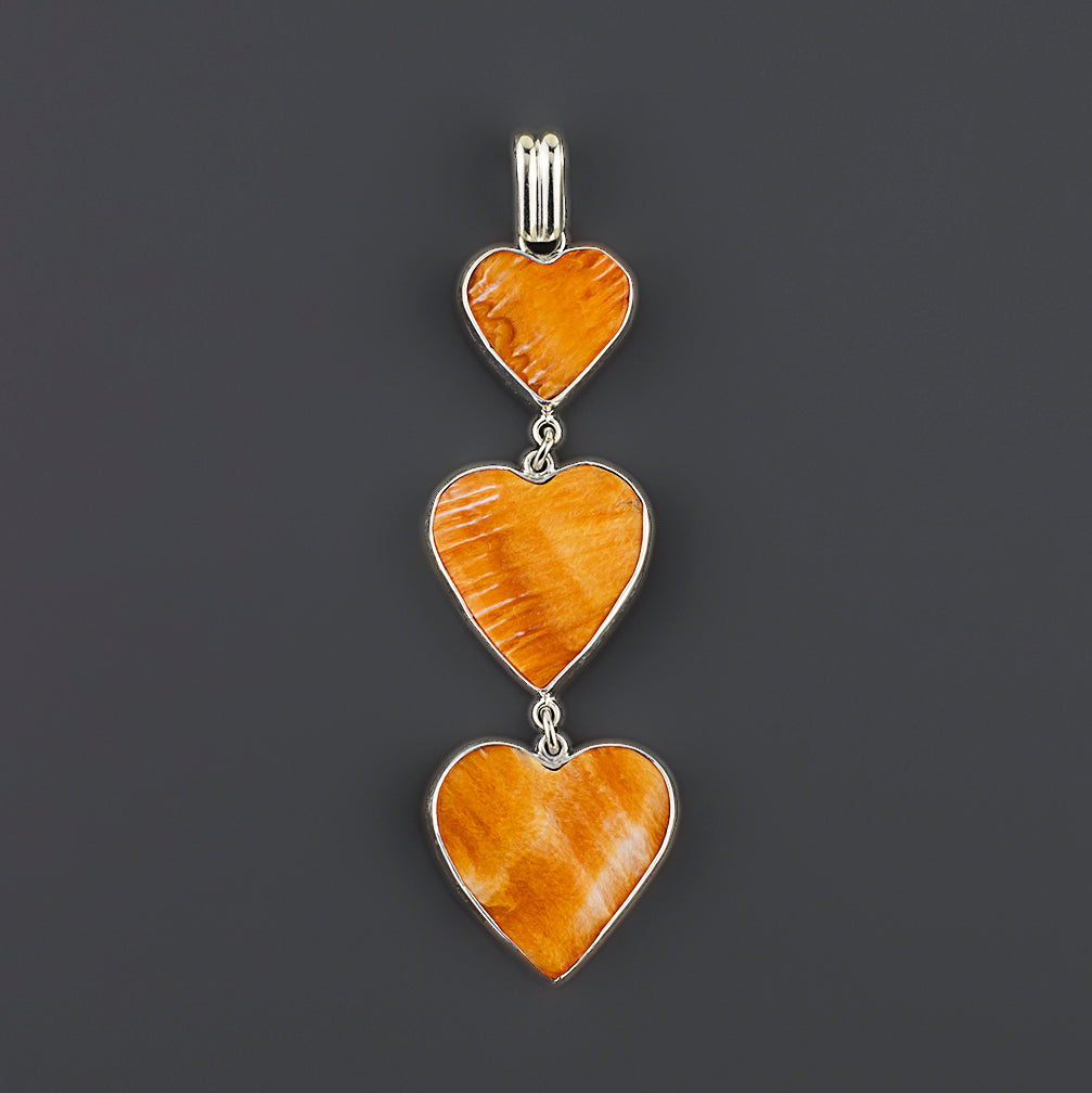 spiny oyster triple heart pendant
