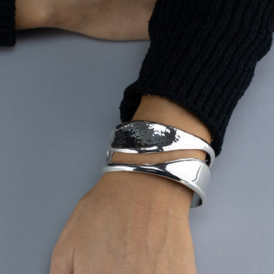 Wide Split Sterling Silver Cuff Bracelet