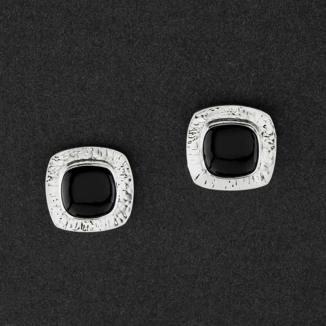 square black obsidian earrings