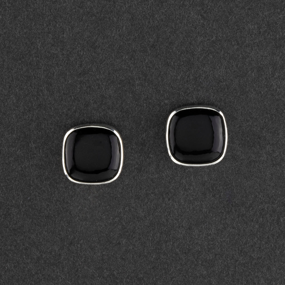 square black obsidian stud earrings