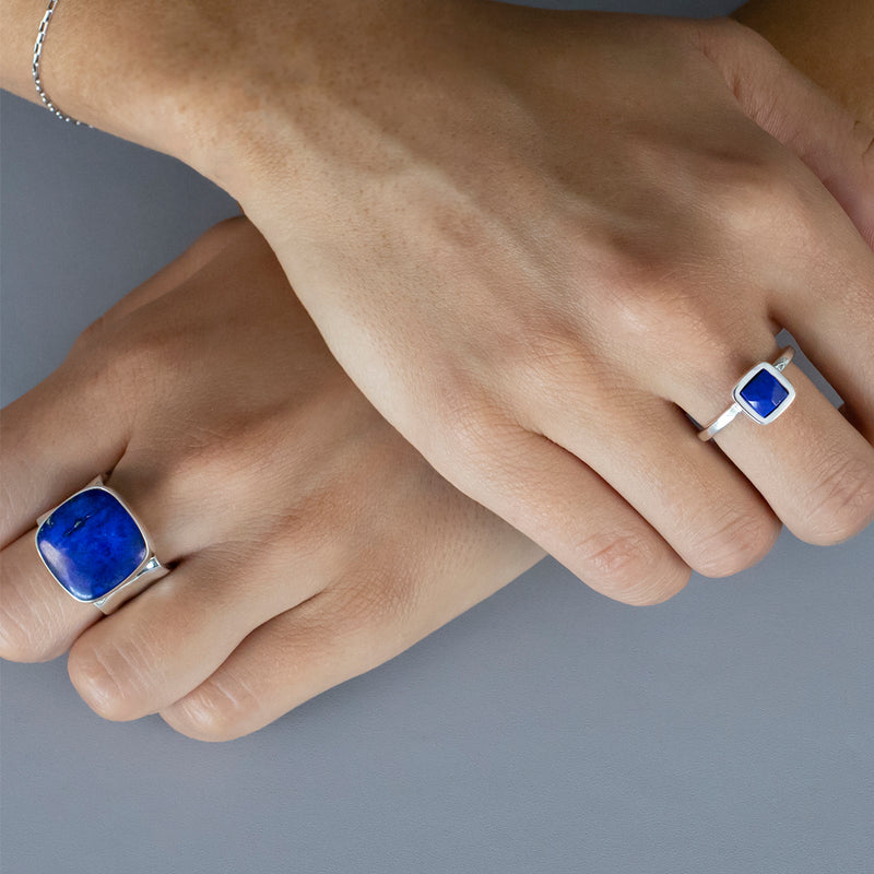 small square lapis lazuli ring