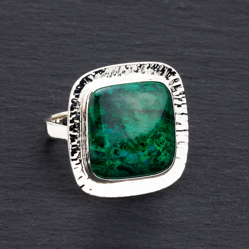 square silver and chrysocolla ring
