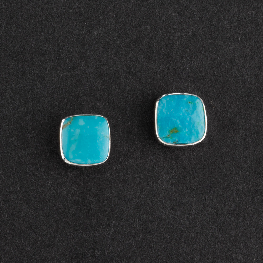 square turquoise stud earrings