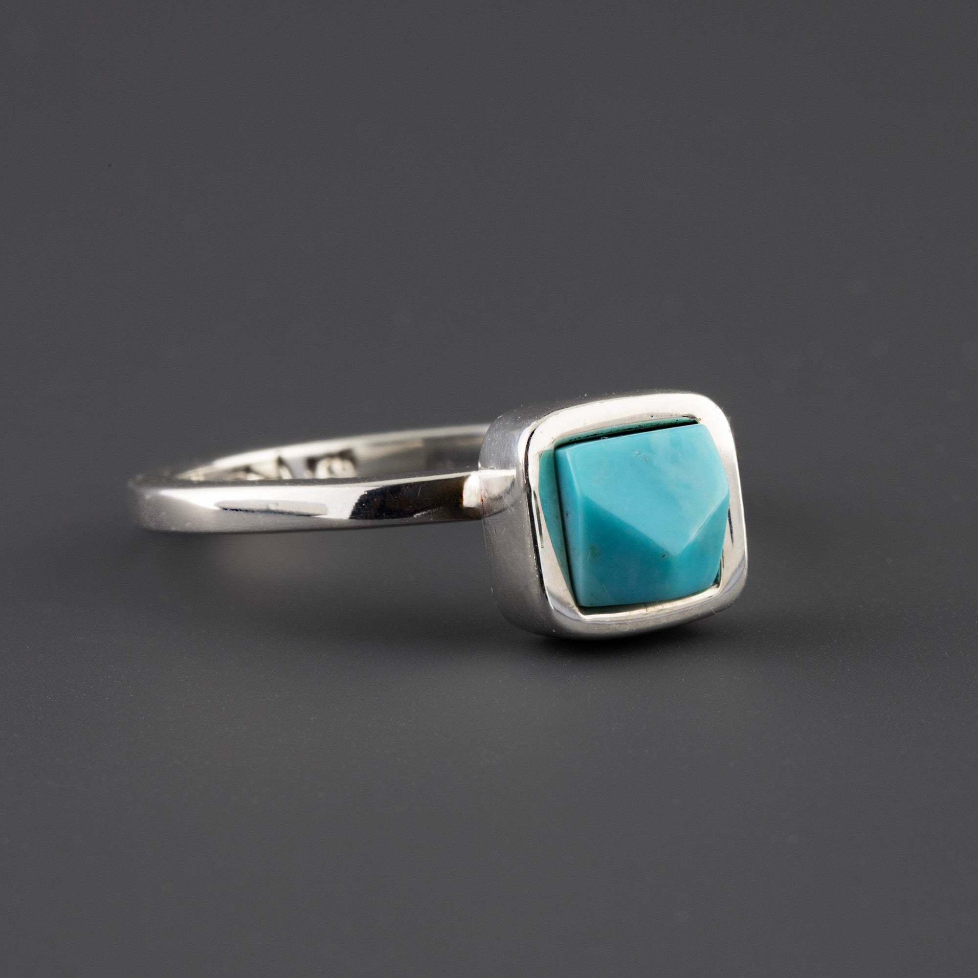 square turquoise sterling silver ring