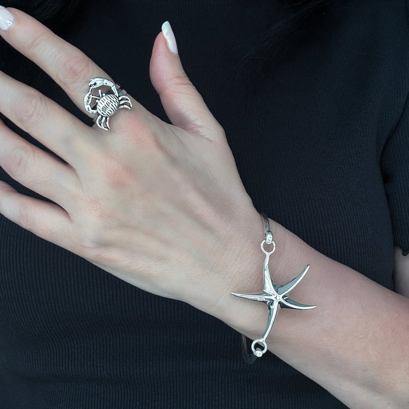 starfish sterling silver clasp bangle